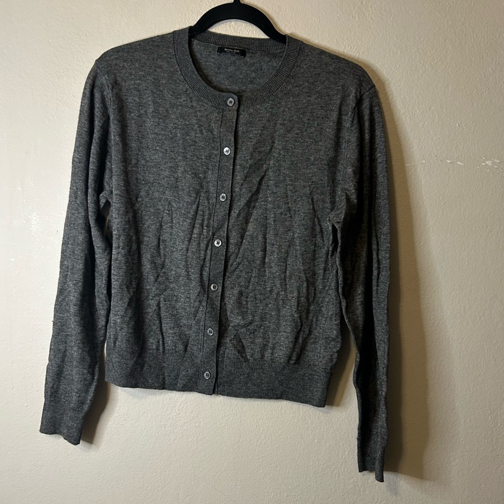 Massimo Dutti Wool Blend Knit Crew Neck Cardigan
